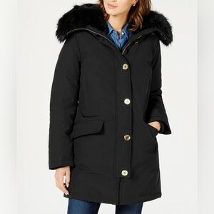 Michael Kors Down Parka Coat Puffer Removable Faux Fur Trim Hooded